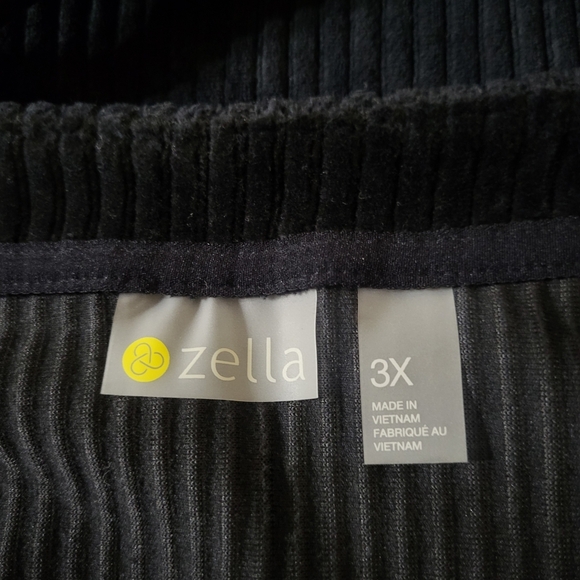 Zella Womens Black Velvet Sweatshirt Ribbed W Pockets New - Cozy Relaxed Winter - Picture 3 of 9